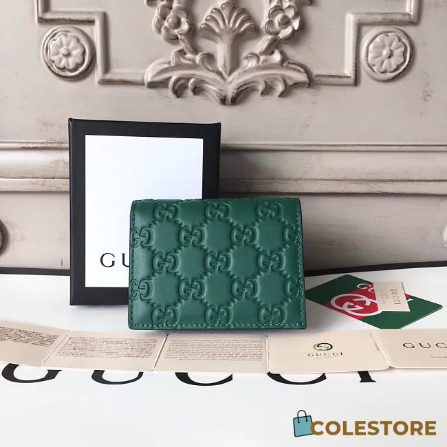 Gucci Signature Wallet In Green 11x2.5x8.5 cm - 1