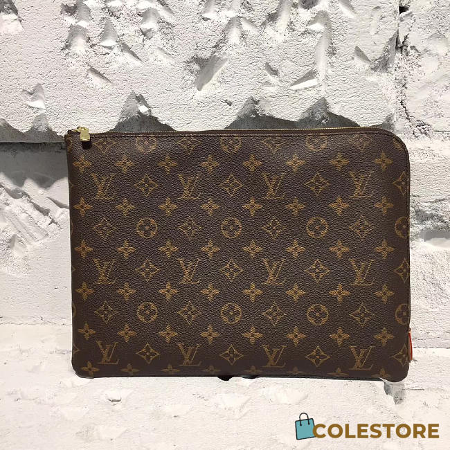 Louis Vuitton Leather Clutch Bag Monogram 3722 - 1