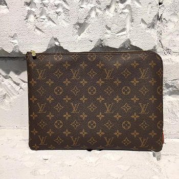 Louis Vuitton Leather Clutch Bag Monogram 3722