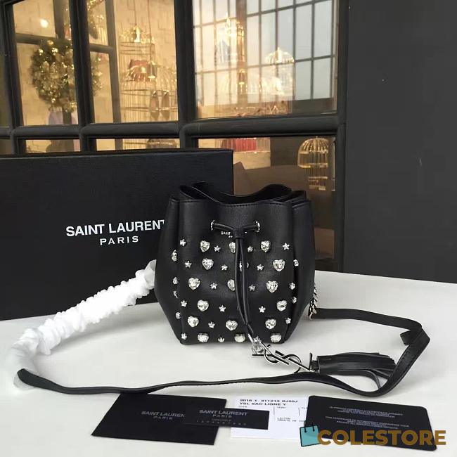 YSL Bucket Bag Black Silver  - 1