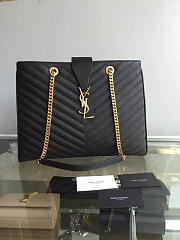YSL Classic Shopper Grained Calfskin Gold Black - 2