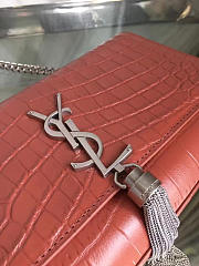 YSL Monogram Kate Silver Tassel In Embossed Crocodile Shiny Leather 5046 - 3