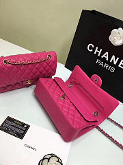 Chanel Lambskin Leather Flap Bag Gold/Silver Rose Red 25cm - 6