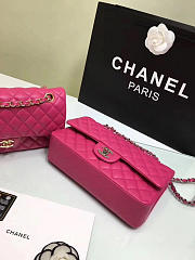 Chanel Lambskin Leather Flap Bag Gold/Silver Rose Red 25cm - 5