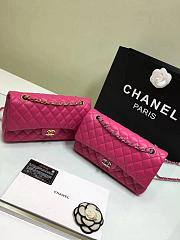 Chanel Lambskin Leather Flap Bag Gold/Silver Rose Red 25cm - 2