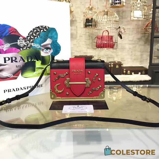 Prada Cahier Leather Shoulder Bag Rose 4260 - 1
