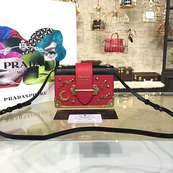 Prada Cahier Leather Shoulder Bag Rose 4260