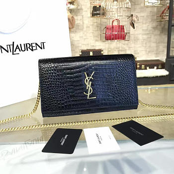 YSL Monogram College In Embossed Crocodile Shiny Leather 4764