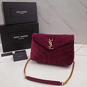 YSL Loulou Monogram Quilted Velvet Shoulder Bag Rose Red 4809 - 2