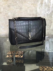 YSL Monogram College In Embossed Crocodile Shiny Leather 5106 - 3