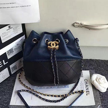 Chanels Gabrielle Purse Blue And Black A98787 VS05032