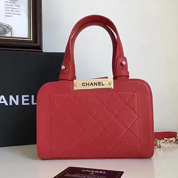 Chanel Small Label Click Leather Shopping Bag Red A93731 VS02552