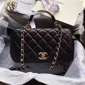 Chanel Caviar Quilted Lambskin Flap Bag With Top Handle Black A93752 VS02984