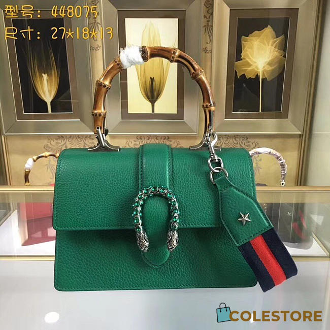 gucci dionysus medium top handle bag rose green leather CohotBag  - 1
