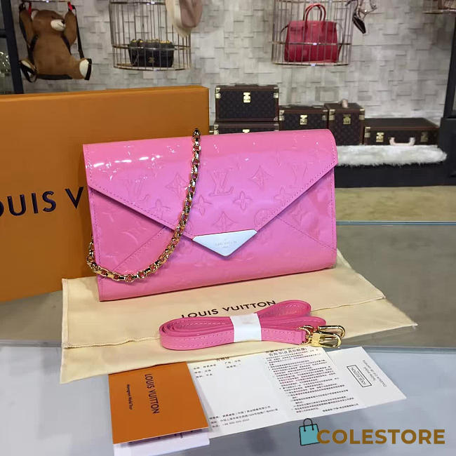   Louis Vuitton Monogram Vernis Mira Chain Wallet Pink 3348 - 1
