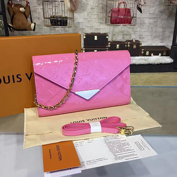   Louis Vuitton Monogram Vernis Mira Chain Wallet Pink 3348