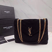 YSL Loulou Monogram Quilted Velvet Shoulder Bag In Black - 1