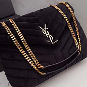 YSL Loulou Monogram Quilted Velvet Shoulder Bag In Black - 3