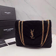 YSL Loulou Monogram Quilted Velvet Shoulder Bag In Black - 2