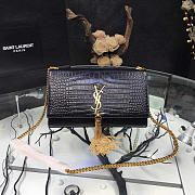 YSL Monogram- Kate Gold Tassel In Embossed Crocodile Shiny Leather 5056 - 1