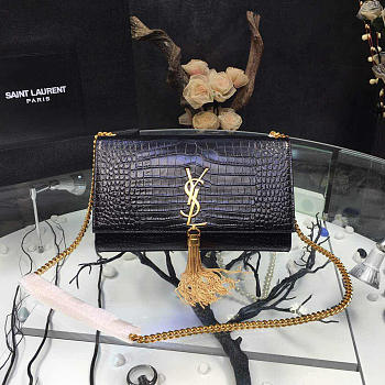 YSL Monogram- Kate Gold Tassel In Embossed Crocodile Shiny Leather 5056