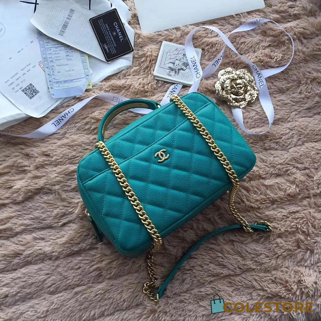 Chanel Bowling Bag Jersey & Gold-Tone Metal Green A69924  - 1