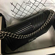 Chanel Medium Chevron Lambskin Quilted Boy Bag Black A13043 VS03203 - 5