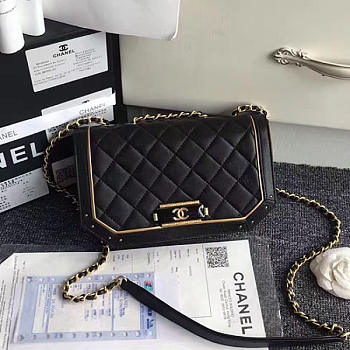 Chanel Lambskin & Calfskin Flap Bag Black A91836 VS07673
