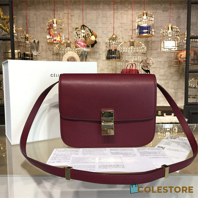 Colestore Celine Leather Classic Box Rouge z1143 23.5cm x 6.5cmx 19cm - 1