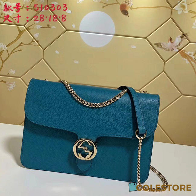 gucci gg flap shoulder bag on chain sapphire blue CohotBag 510303 - 1