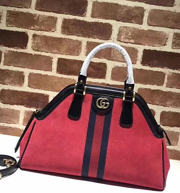 gucci re(belle) suede medium top handle bag ‎516459 red CohotBag 2018