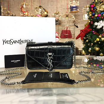 YSL Monogram College In Embossed Crocodile Shiny Leather 4776