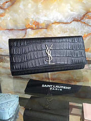 YSL Monogram Kate Clutch In Embossed Crocodile Shiny Leather 4963 - 4