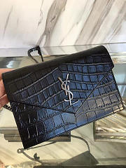 YSL Monogram Kate Crocodile Embossed Shiny Leather 5029 - 3