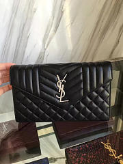 YSL Envelop Satchel Black Silver 5130 - 2