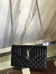 YSL Envelop Satchel Black Silver 5130 - 3