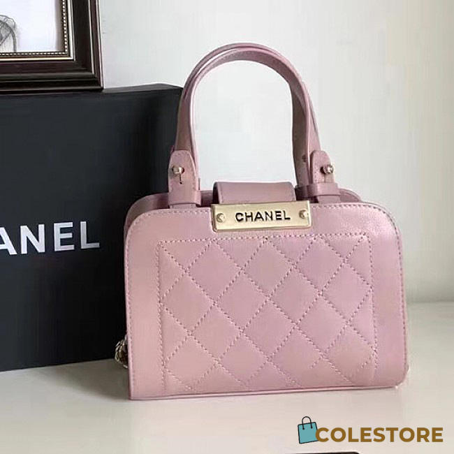 Chanel Small Label Click Leather Shopping Bag Pink A93731 VS09584 - 1