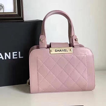 Chanel Small Label Click Leather Shopping Bag Pink A93731 VS09584