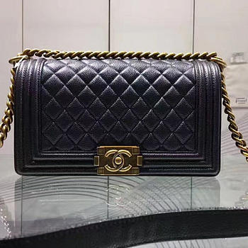 Chanel Quilted Caviar Medium Boy Bag Gold Hardware Black A67086 VS01578