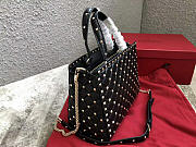Valentino Candystud Quilted Leather Tote 0061 In Black - 2