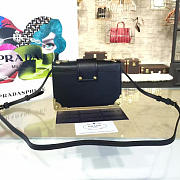 Prada Cahier Leather Shoulder Bag Meteor In Black 4264 - 4