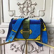 Prada Cahier Velvet Shoulder Bag Blue 4319 - 1