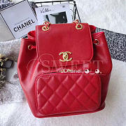 Chanel Grained Calfskin Gold-Tone Metal Backpack Red A93748 VS00493 - 1