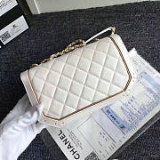 Chanel Lambskin And Calfskin Flap Bag White A91836 VS08209 - 3