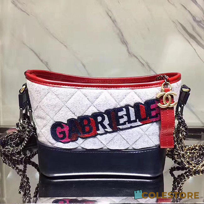 Chanel's Gabrielle Small Hobo Bag White & Navy Blue A91810 VS01205 - 1