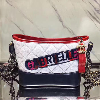 Chanel's Gabrielle Small Hobo Bag White & Navy Blue A91810 VS01205