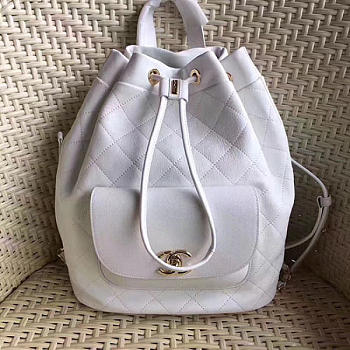 Chanel Calfskin Gold-Tone Metal Backpack White A98235 VS 08529