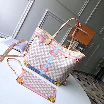  louis vuitton neverfull CohotBag  mm damier azur canvas