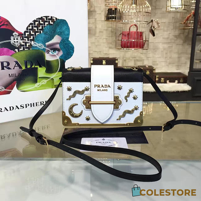 Prada Cahier Velvet Shoulder Bag Meteor White 4278 - 1