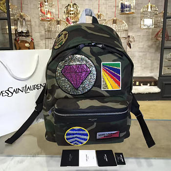 YSL Monogram Backpack Camouflage Diamonds 4794